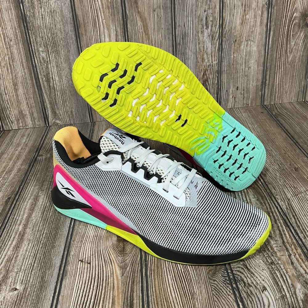 Men's Reebok Nano X1 Grit White Black Pursuit Pink Shoes 2021 H02864 Size 12.5